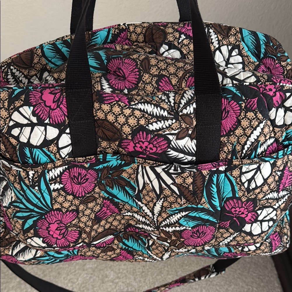Vera Bradley Pink and Brown Travel Bag with Quilted Design